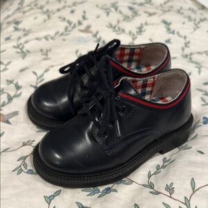 Classic Navy Gucci Kids Lace-Up Shoes